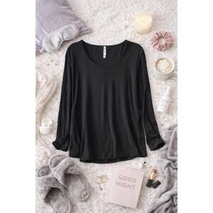 Soma Women's Cool Nights Long Sleeve Scoop Neck Lounge Top Black Size XXL